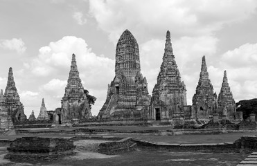 Chaiwatthanaram Temple in black and white, Ayutthaya,Thailand