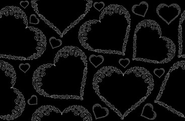 Abstract valentine vector seamless pattern with figured hearts. Endless texture. You can use any color of background