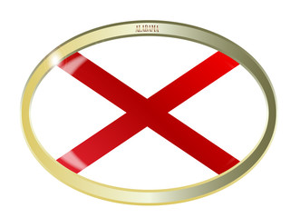 Obraz premium Alabama State Flag Oval Button