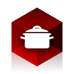 cook red cube 3d modern design icon on white background