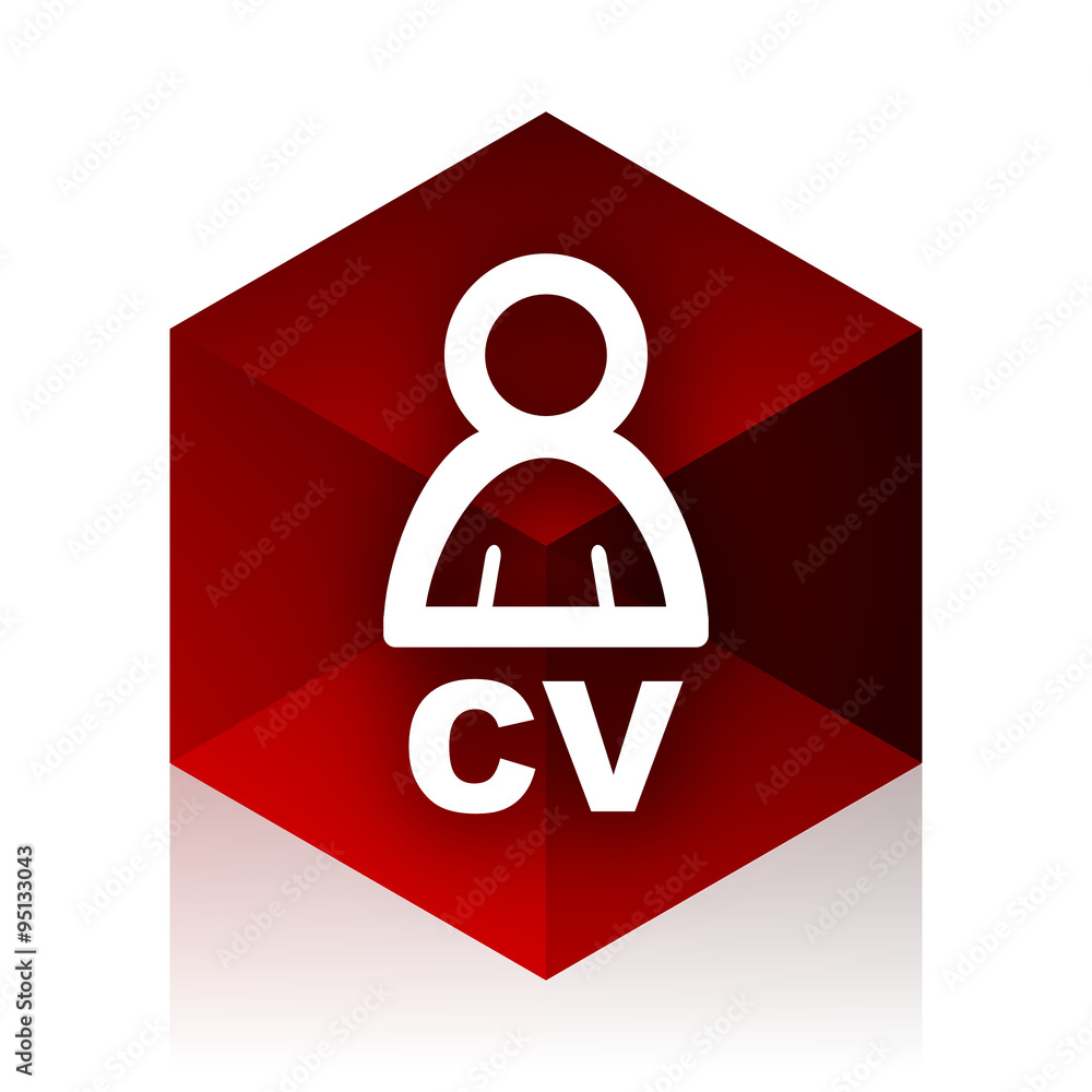 Poster cv red cube 3d modern design icon on white background