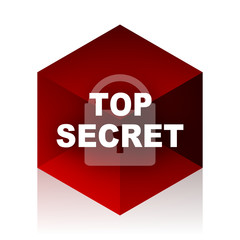 top seret red cube 3d modern design icon on white background