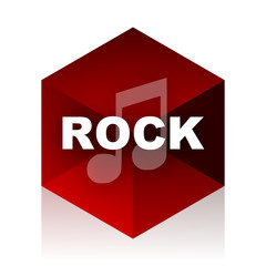 rock music red cube 3d modern design icon on white background