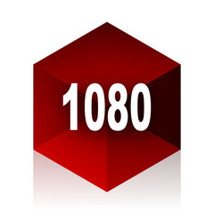 1080 red cube 3d modern design icon on white background