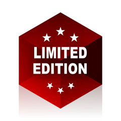 limited edition red cube 3d modern design icon on white background