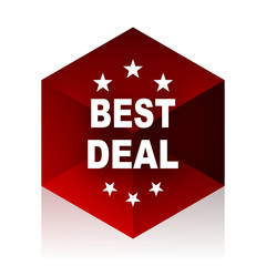 best deal red cube 3d modern design icon on white background