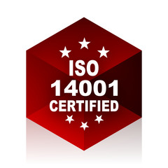 iso 14001 red cube 3d modern design icon on white background