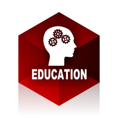 education red cube 3d modern design icon on white background