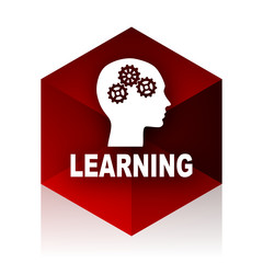 learning red cube 3d modern design icon on white background