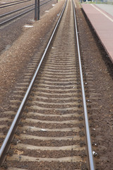 Fototapeta na wymiar Railroad Track and Station Platform in Poland