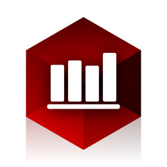 bar chart red cube 3d modern design icon on white background