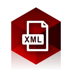xml file red cube 3d modern design icon on white background