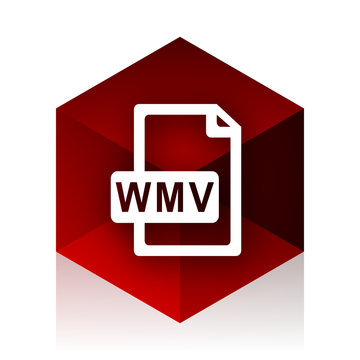 wmv file red cube 3d modern design icon on white background