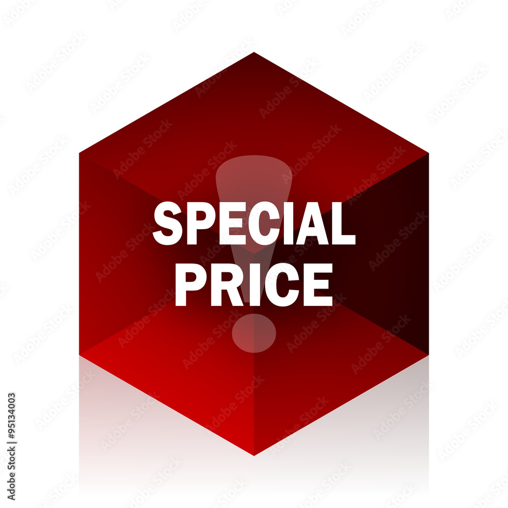 Aufkleber special price red cube 3d modern design icon on white background