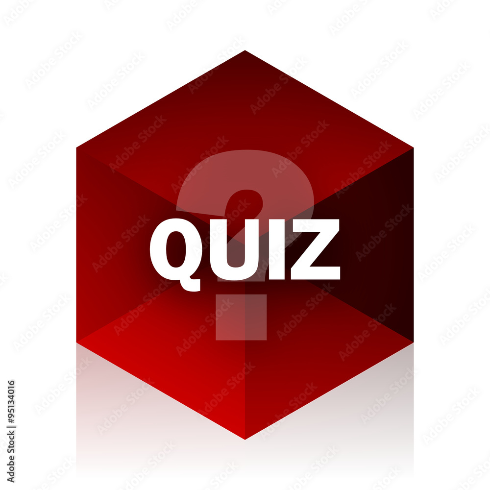 Poster quiz red cube 3d modern design icon on white background