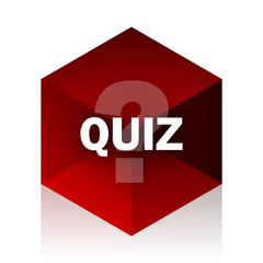 quiz red cube 3d modern design icon on white background