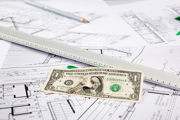 Architect plans construction project drawing, the cost of building a house

