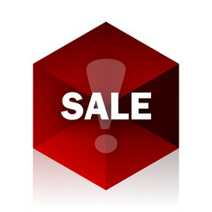 sale red cube 3d modern design icon on white background