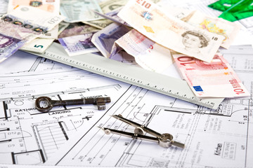 Architect plans construction project drawing, the cost of building a house

