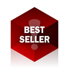 best seller red cube 3d modern design icon on white background