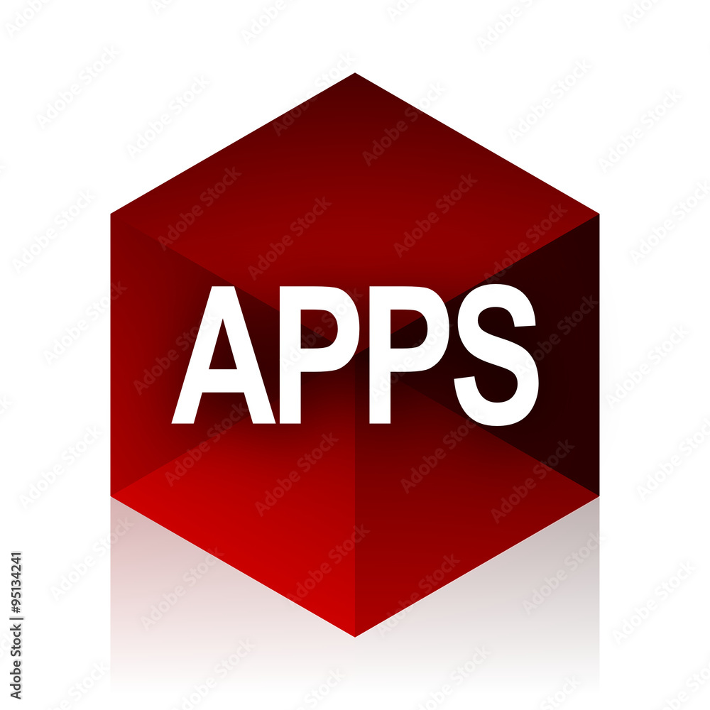 Aufkleber apps red cube 3d modern design icon on white background