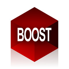 boost red cube 3d modern design icon on white background