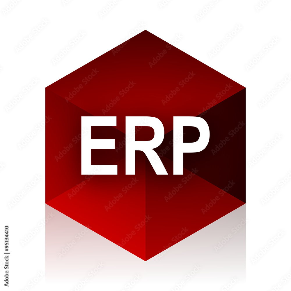 Poster erp red cube 3d modern design icon on white background
