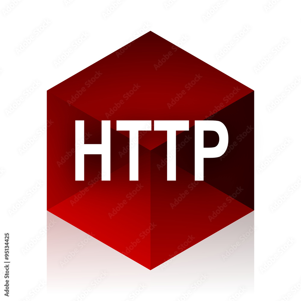 Poster http red cube 3d modern design icon on white background