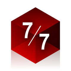 7 per 7 red cube 3d modern design icon on white background