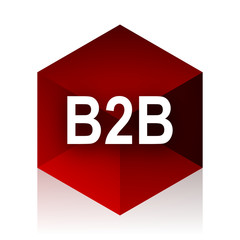 b2b red cube 3d modern design icon on white background
