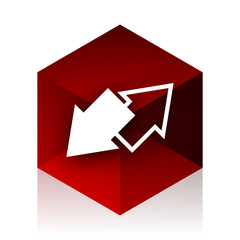 exchange red cube 3d modern design icon on white background