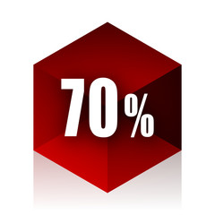 70 percent red cube 3d modern design icon on white background