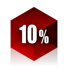 10 percent red cube 3d modern design icon on white background