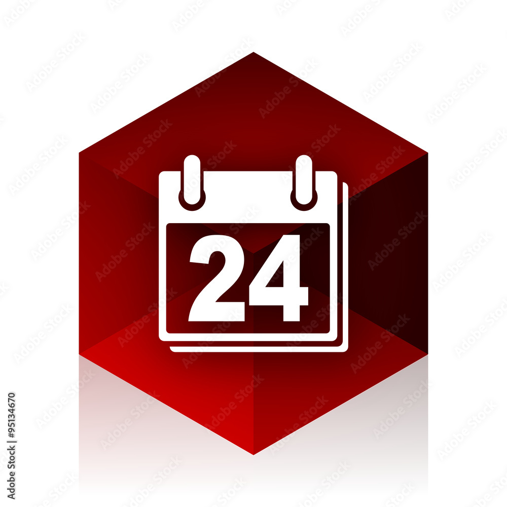 Poster calendar red cube 3d modern design icon on white background