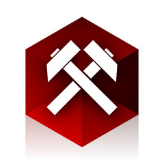 mining red cube 3d modern design icon on white background