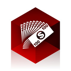 money red cube 3d modern design icon on white background
