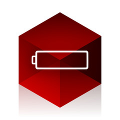 battery red cube 3d modern design icon on white background