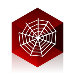 spider web red cube 3d modern design icon on white background