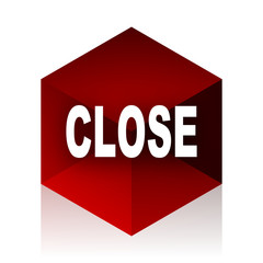 close red cube 3d modern design icon on white background