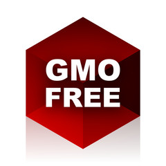 gmo free red cube 3d modern design icon on white background