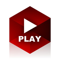 play red cube 3d modern design icon on white background