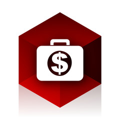 financial red cube 3d modern design icon on white background