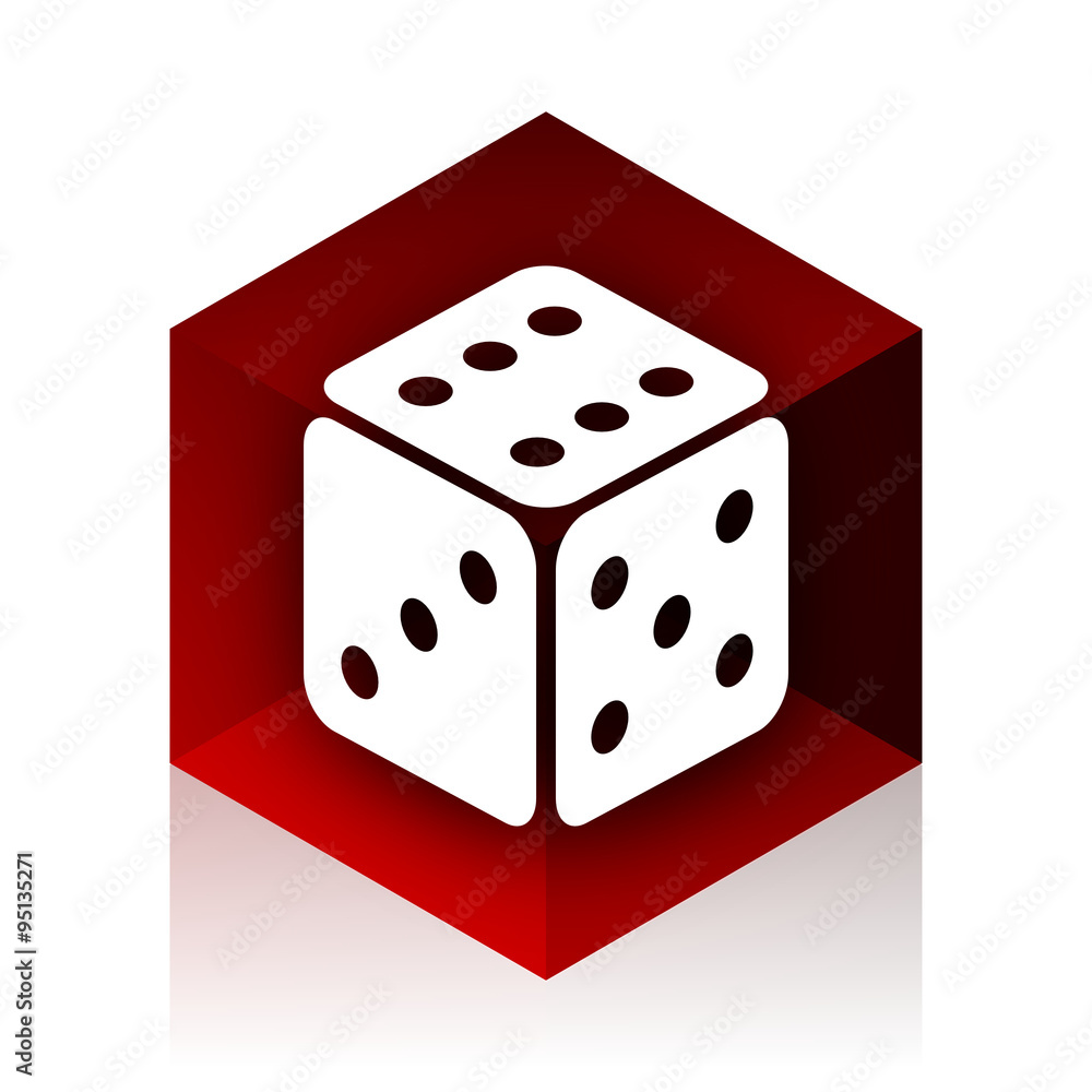 Poster game red cube 3d modern design icon on white background