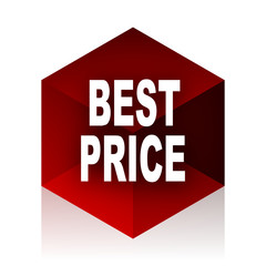 best price red cube 3d modern design icon on white background