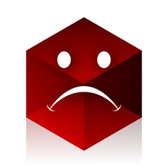 cry red cube 3d modern design icon on white background