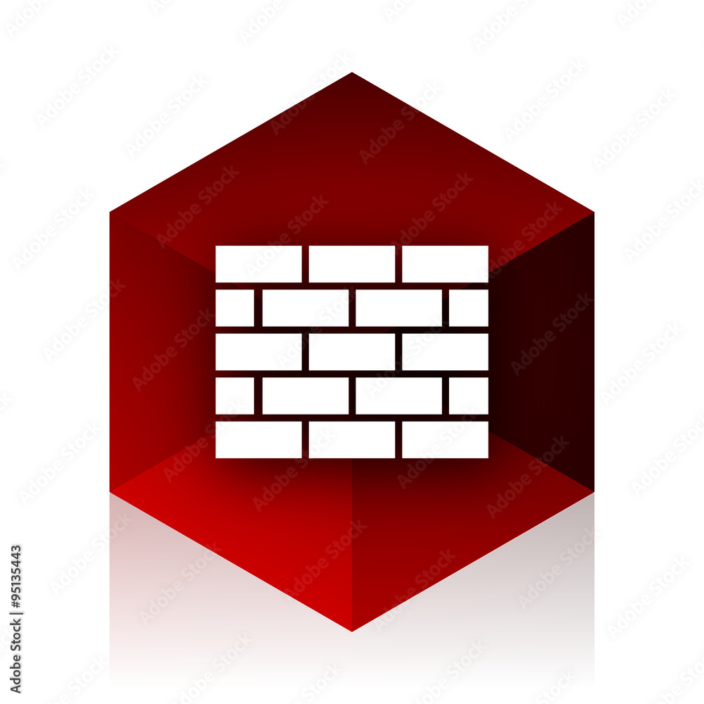 Poster firewall red cube 3d modern design icon on white background