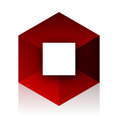 stop red cube 3d modern design icon on white background