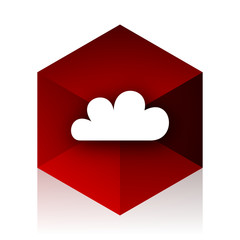 cloud red cube 3d modern design icon on white background