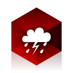 storm red cube 3d modern design icon on white background