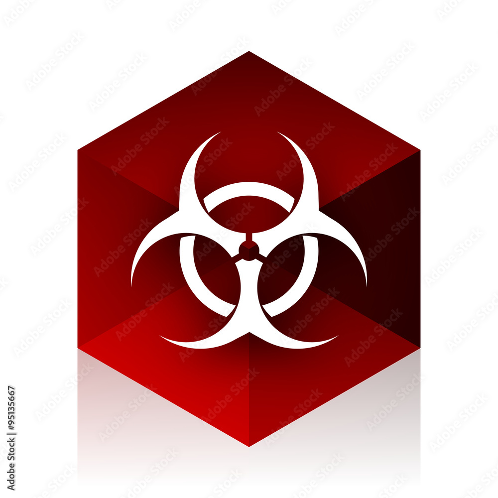 Aufkleber biohazard red cube 3d modern design icon on white background